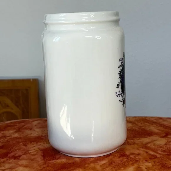 Ivory Gold Sugar Skeleton Vase Canister With Multi-Color Floral - Picture 3 of 11